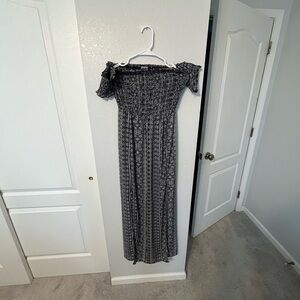 Three Hearts Black and White Patterned Maxi Dress